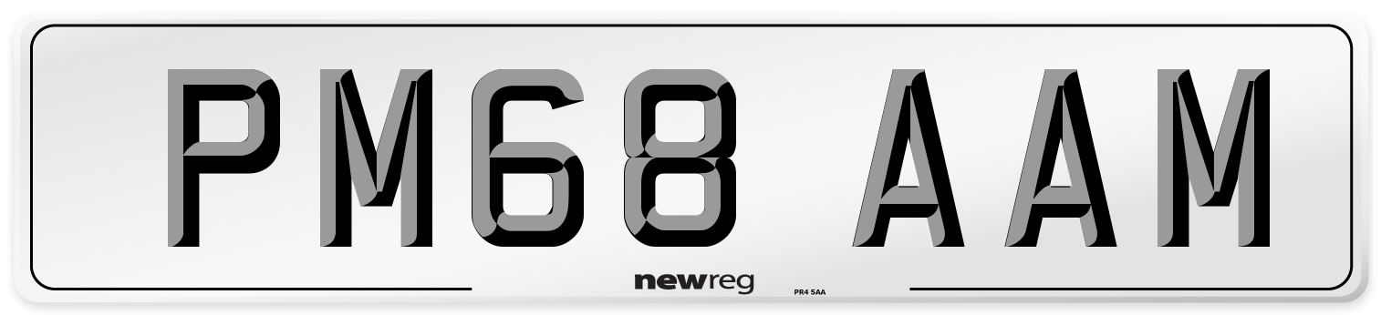 PM68 AAM Number Plate from New Reg